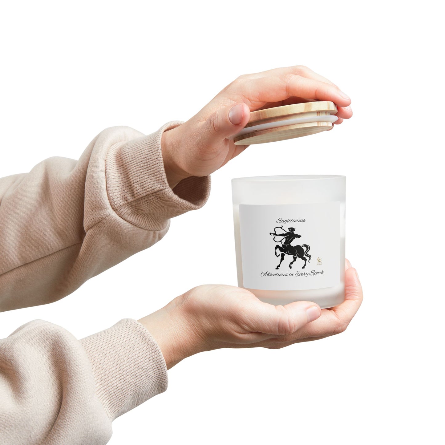 Sagittarius Frosted Glass Candle, Astrological Home Decor, Zodiac Gift