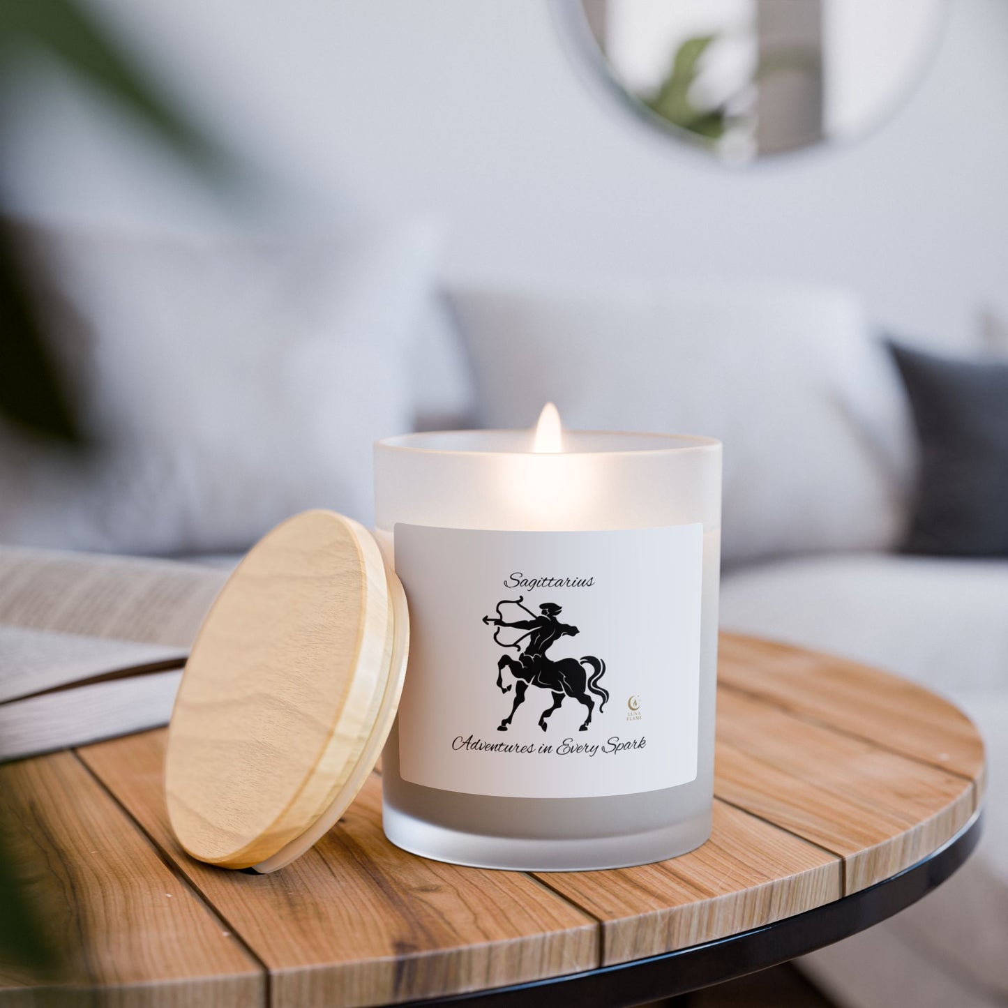 Sagittarius Frosted Glass Candle, Astrological Home Decor, Zodiac Gift
