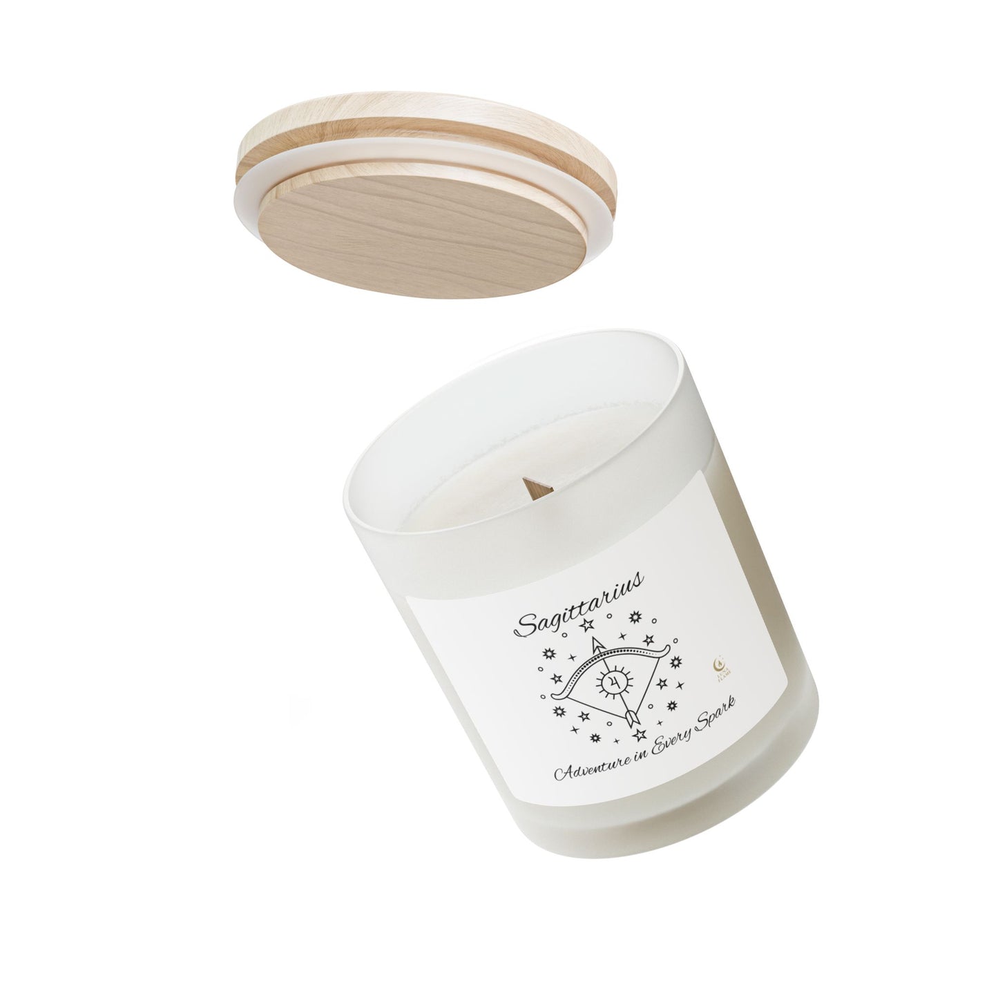 Sagittarius Zodiac Frosted Glass Candle, Hand-Poured Soy, Astrological Gift