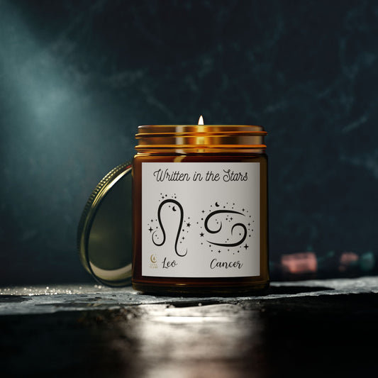 Leo Cancer Eco Friendly Zodiac Candle. Hand Poured Coconut Apricot Wax. Astrology Gift
