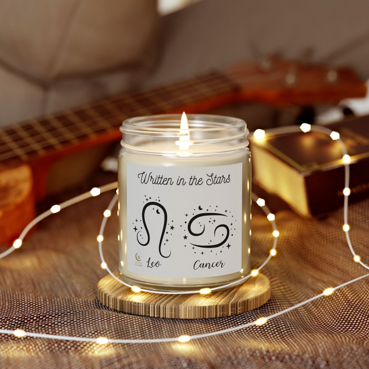 Leo Cancer Eco Friendly Zodiac Candle. Hand Poured Coconut Apricot Wax. Astrology Gift