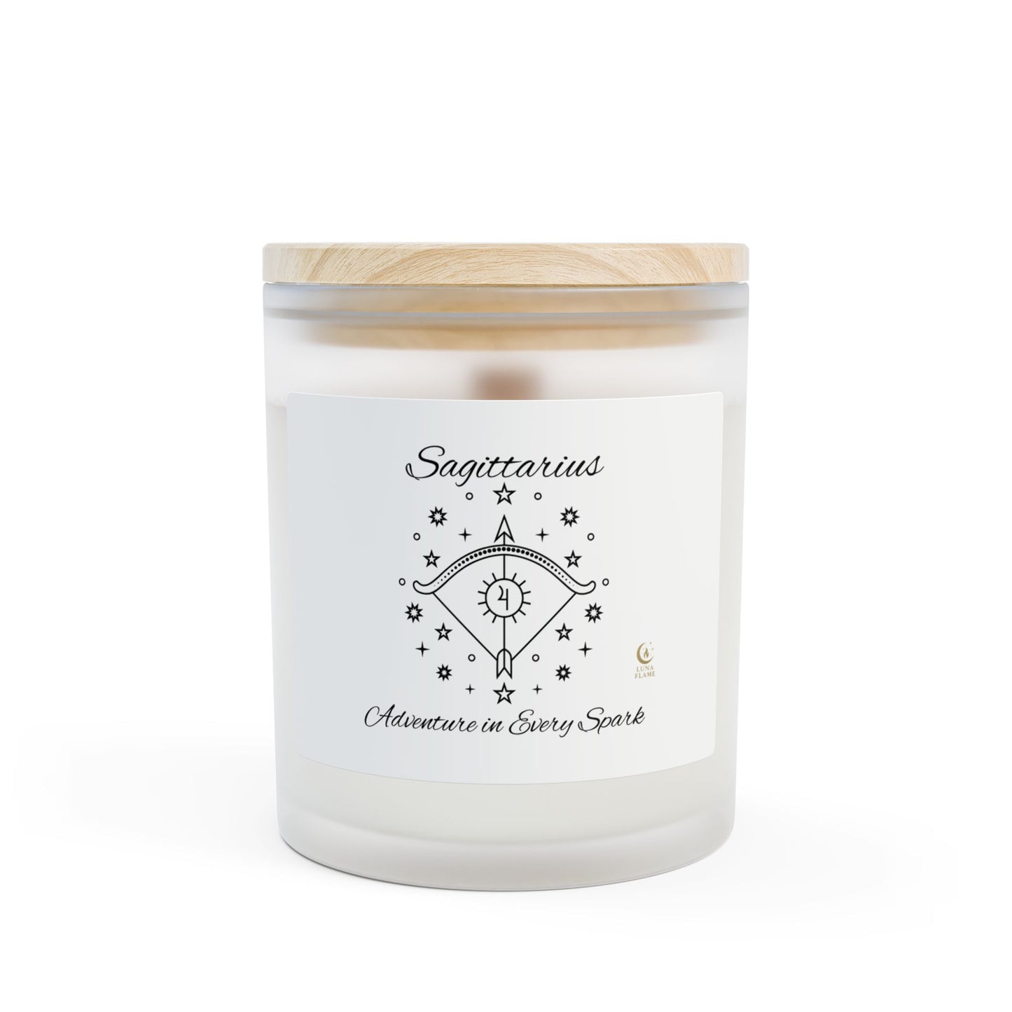 Sagittarius Zodiac Frosted Glass Candle, Hand-Poured Soy, Astrological Gift